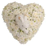 White Rose and Orchid Heart with Rabbit