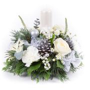 Christmas Candle Arrangement- White &amp; Silver